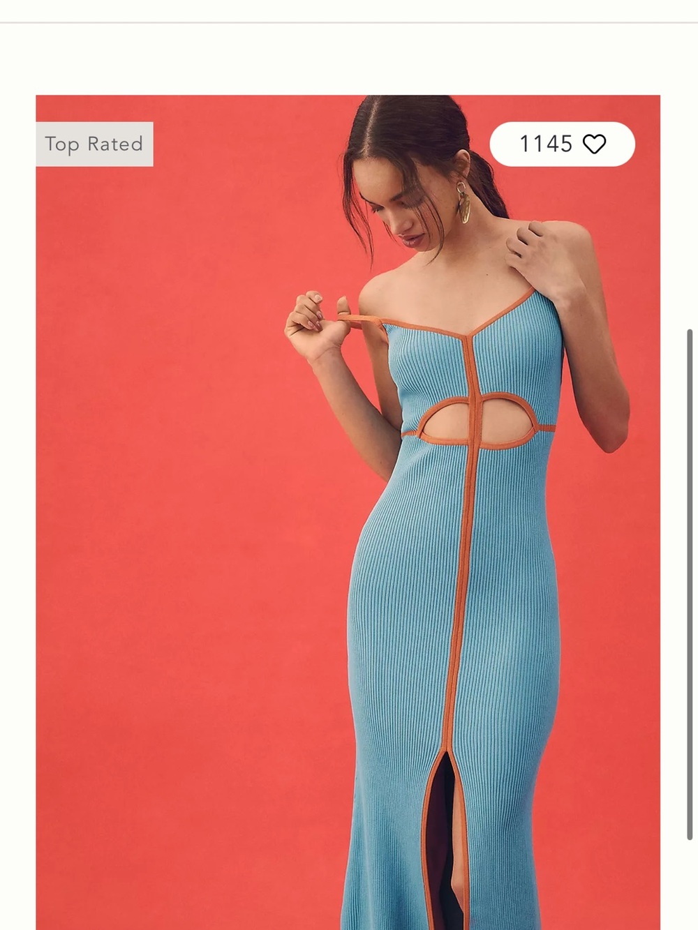 Anthropologie Siempre the label x NeW Turquoise Ribbed Dress Orange Large - Picture 3 of 7